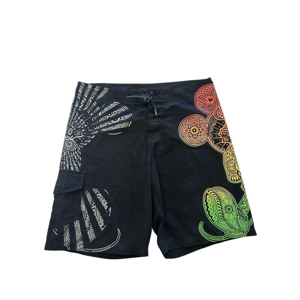 Disney Parks Mickey Mouse Board Shorts Size 38 Swim Trunks Cargo Pocket